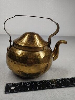 Brass Hammered Teapot with Handle - Gold Finish